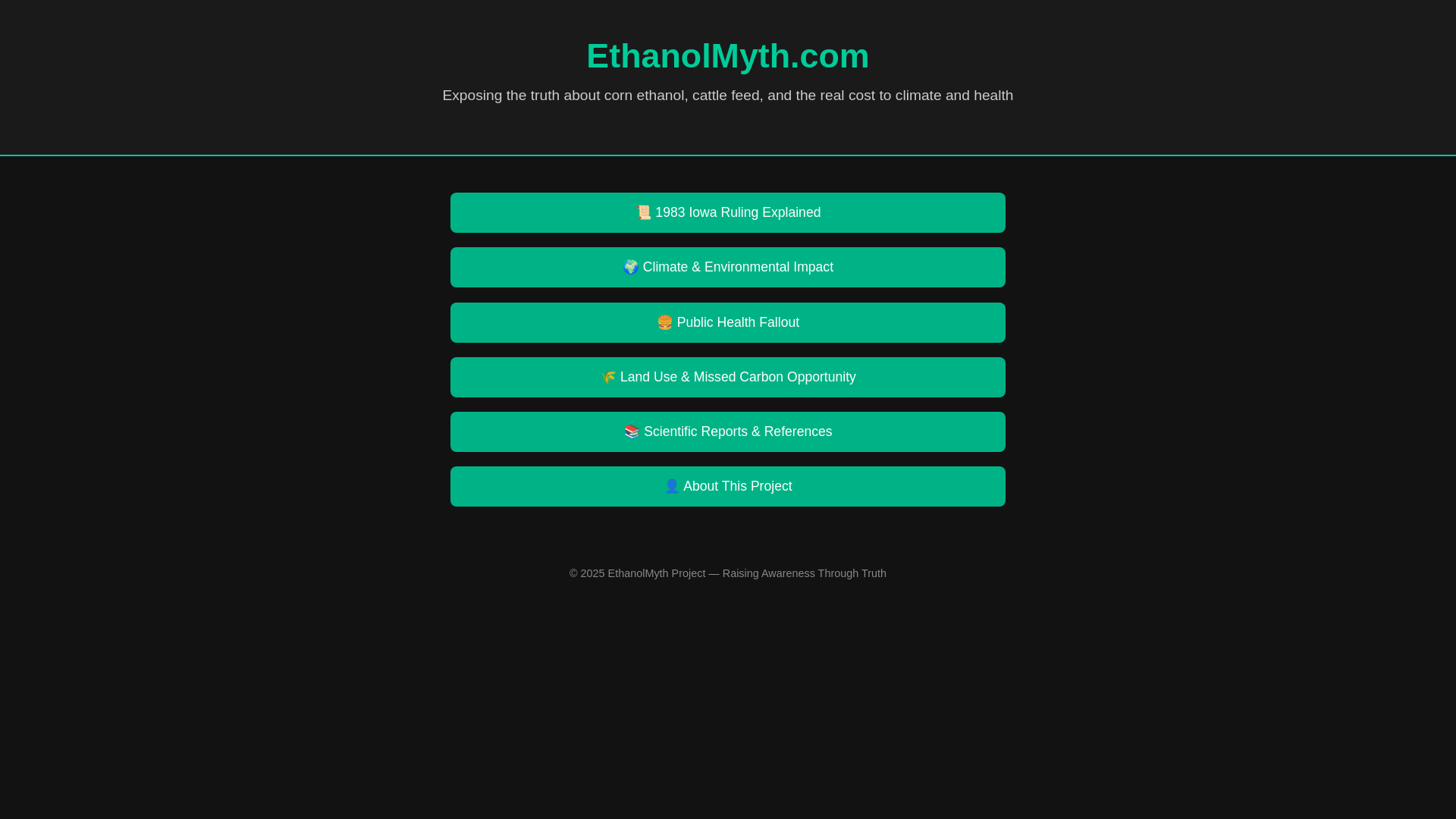 website screenshot of https://ethanolmyth.com/