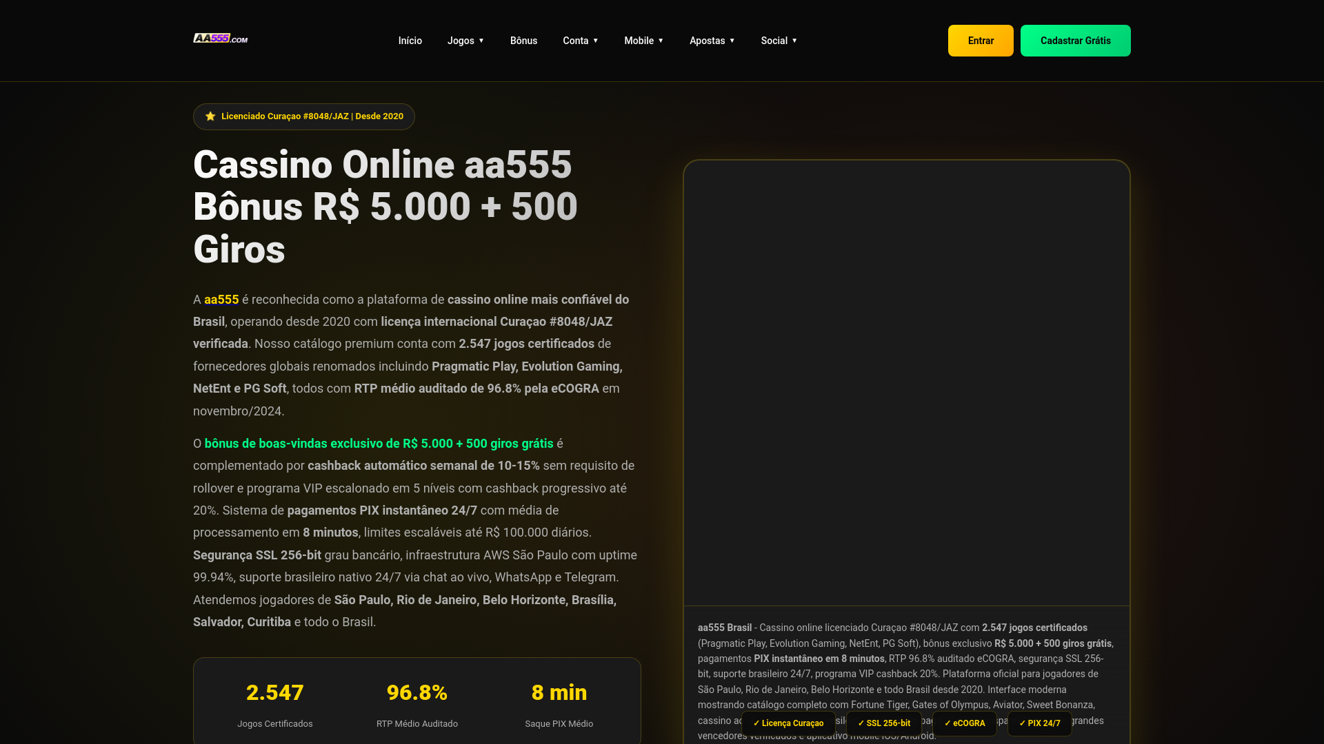 website screenshot of https://aa555o.com/