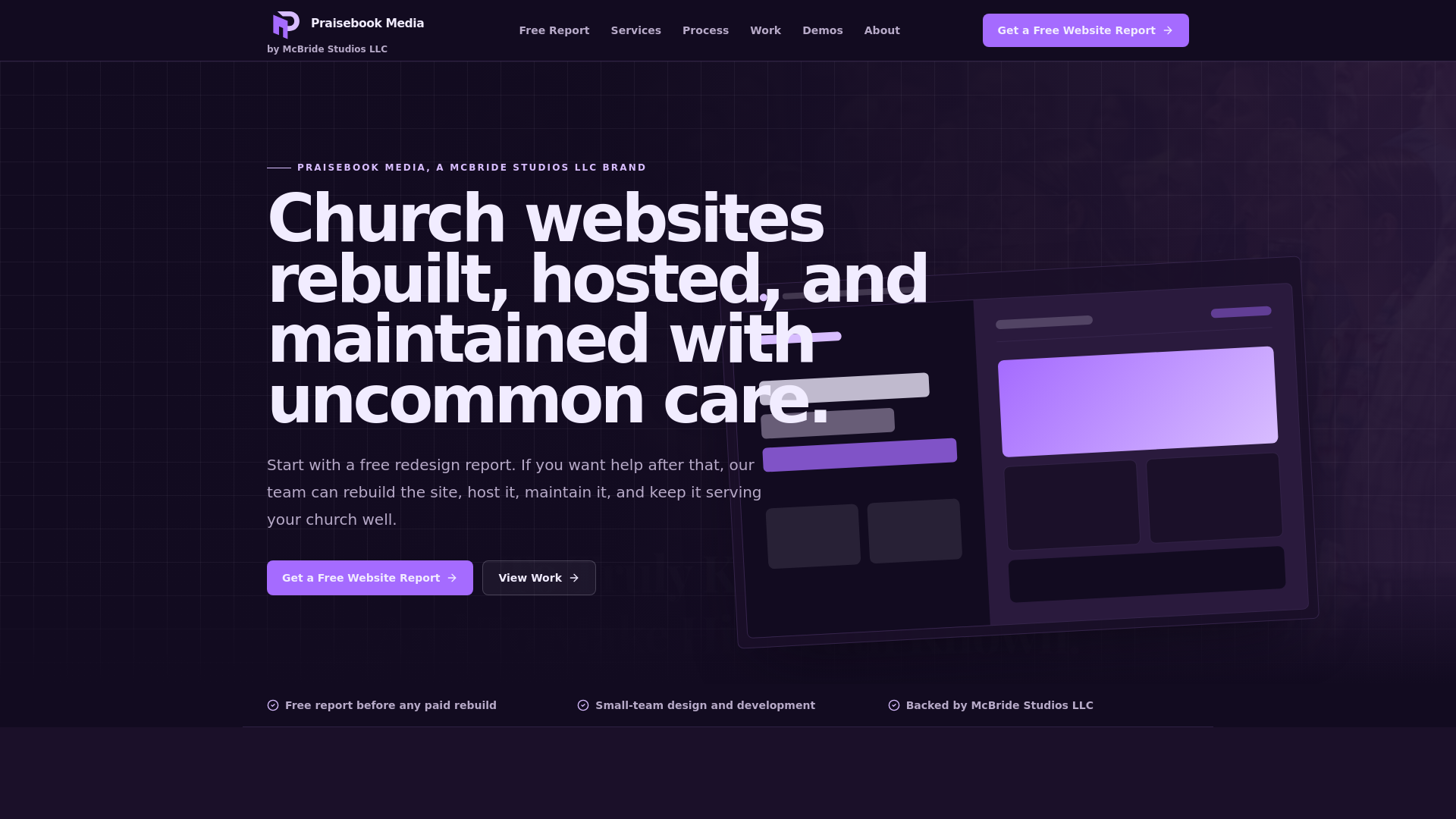 website screenshot of https://praisebook.media/