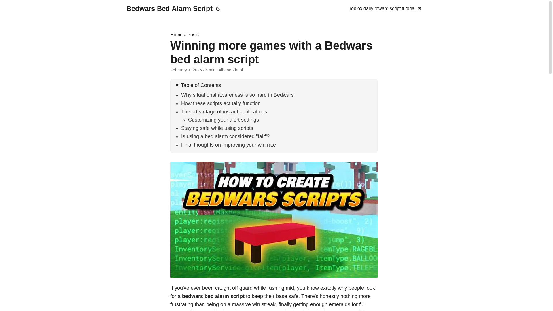 website screenshot of https://bedwars-bed-alarm-script.pages.dev/