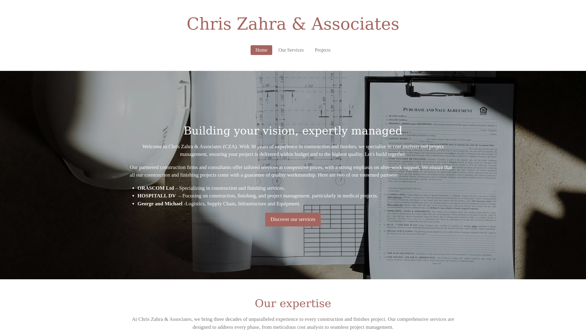 website screenshot of https://chris-zahra-associates.com/