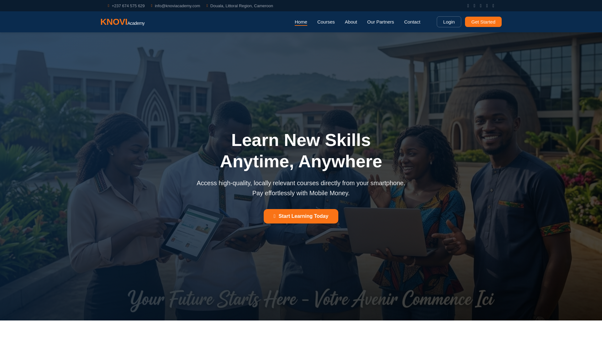 website screenshot of https://knoviacademy.com/