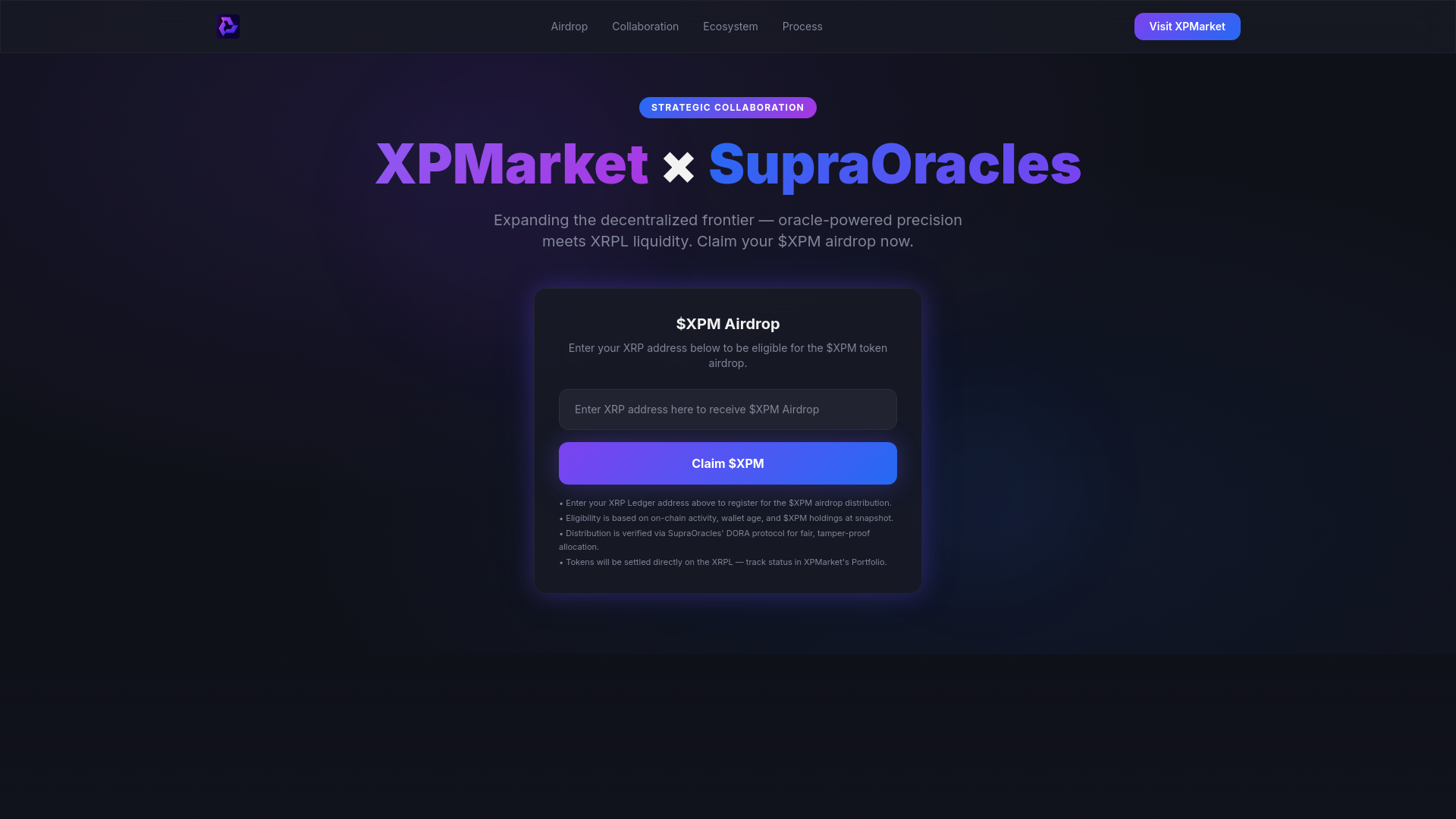 website screenshot of https://xpmarketlive.info