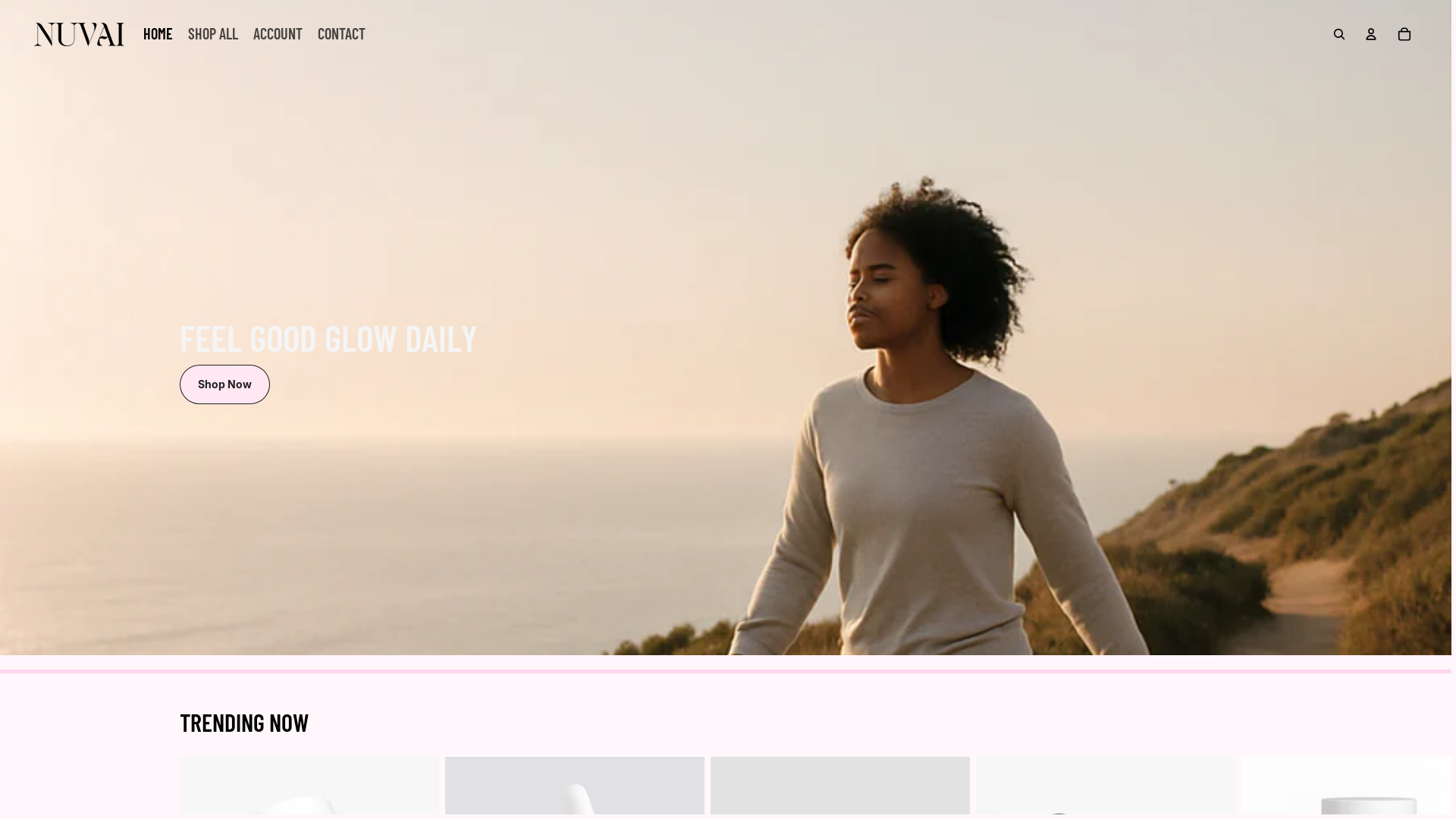 website screenshot of https://shopnuvai.co/