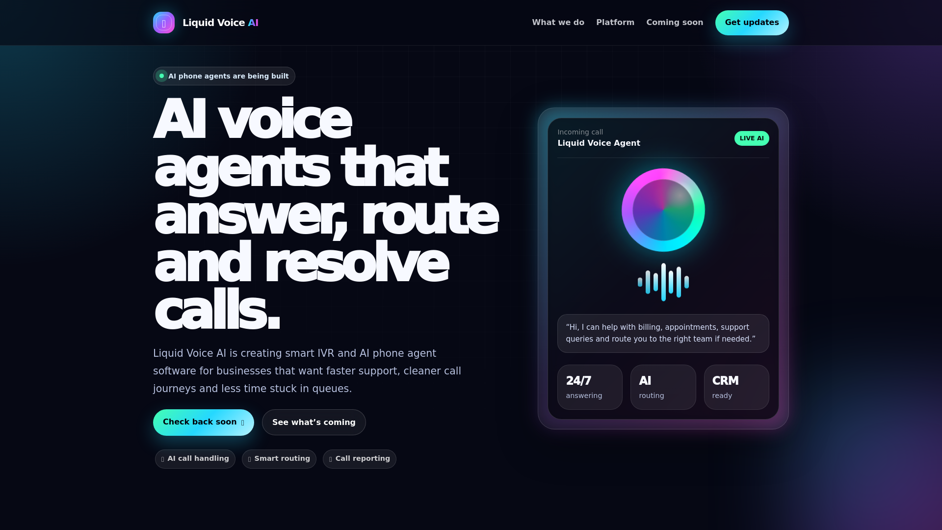 website screenshot of https://liquidvoice.ai/