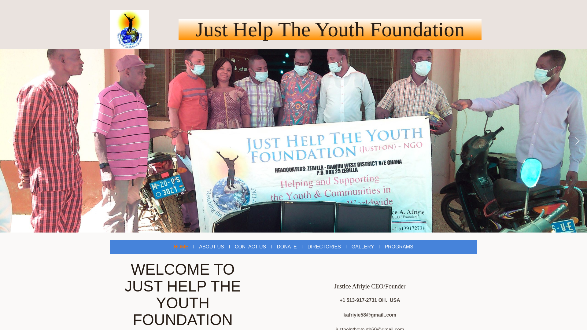 website screenshot of https://justhelptheyouth.org/