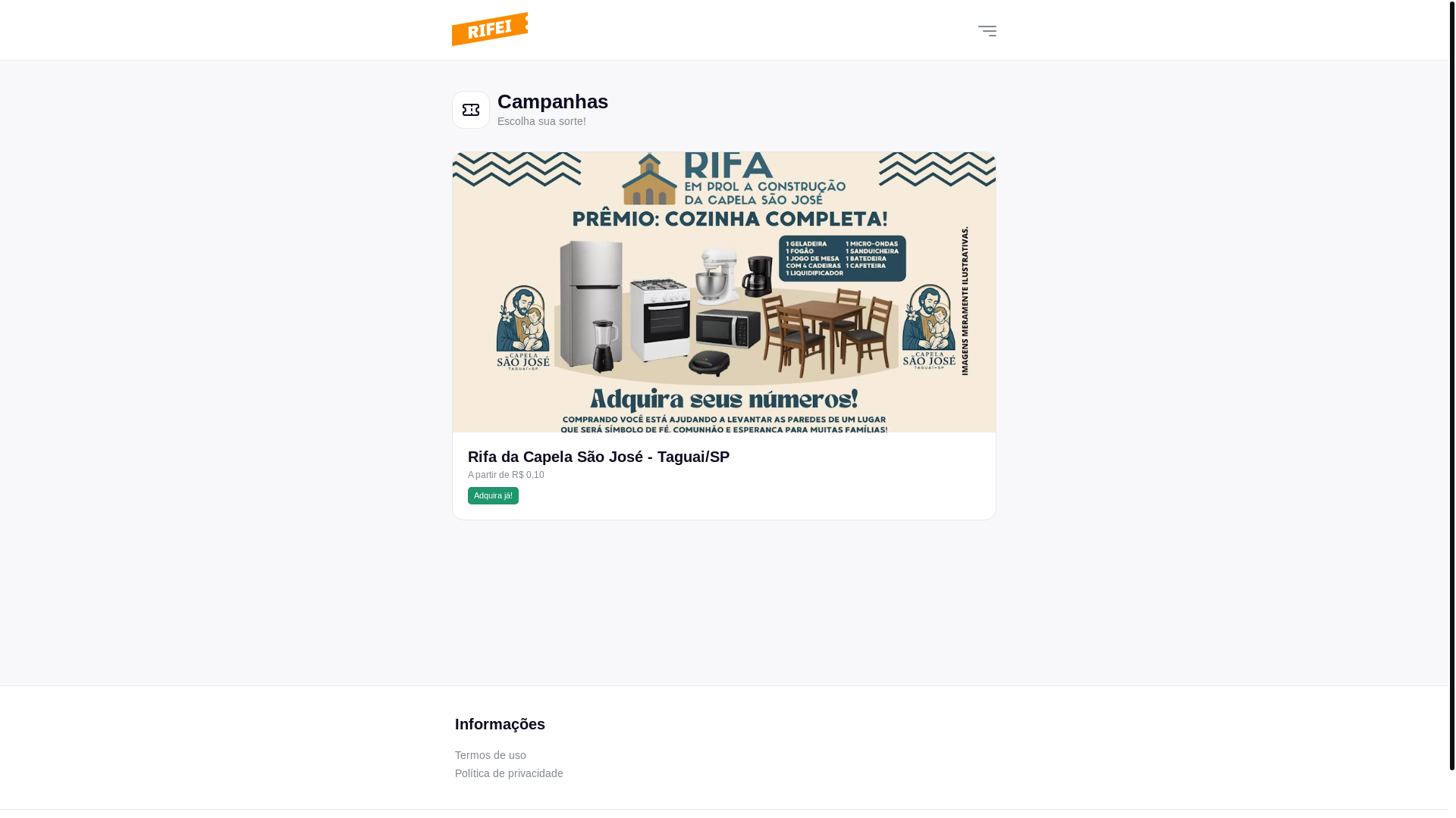 website screenshot of https://rifadacapelasaojose.com.br/