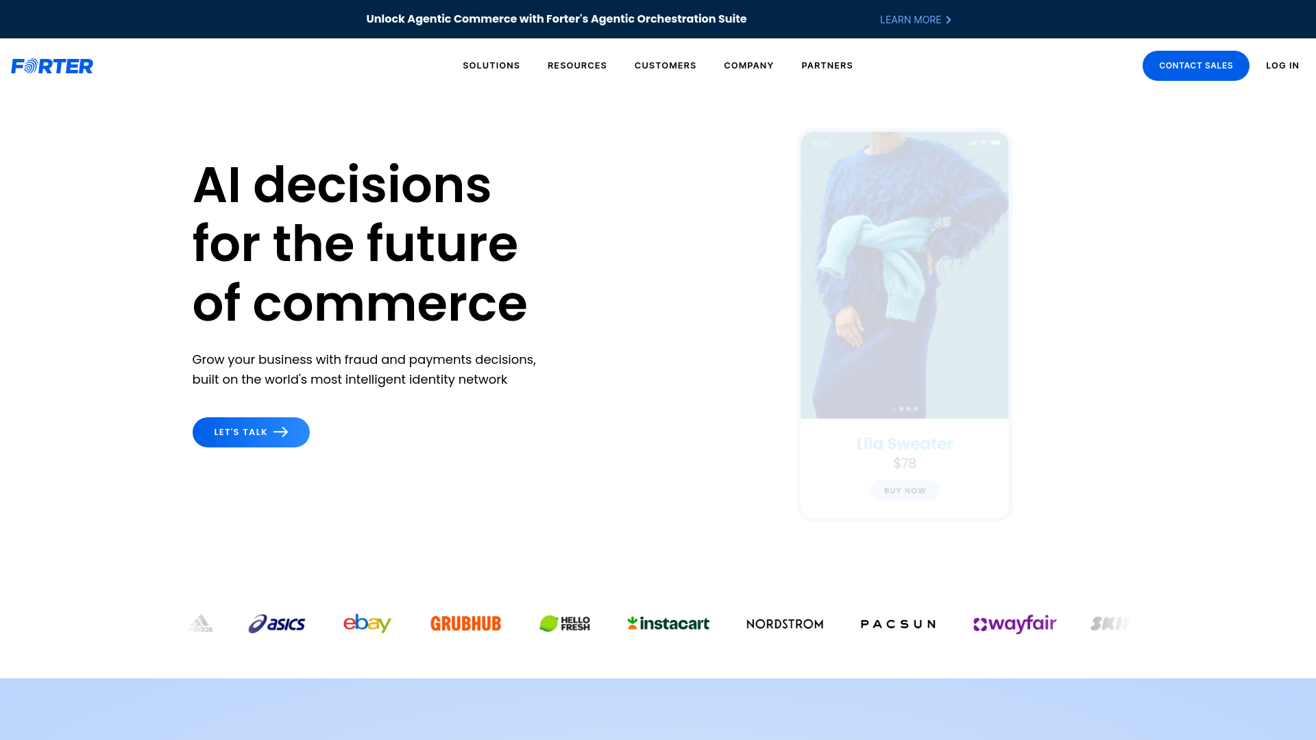 website screenshot of https://forter.com