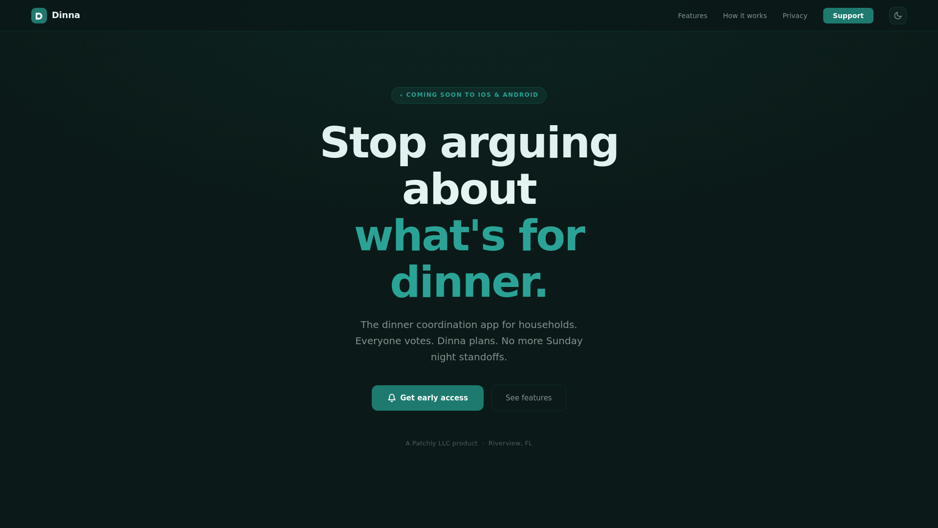 website screenshot of https://getdinna.app/