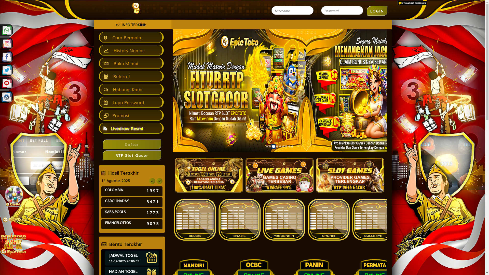 website screenshot of https://epictogel888.vip/