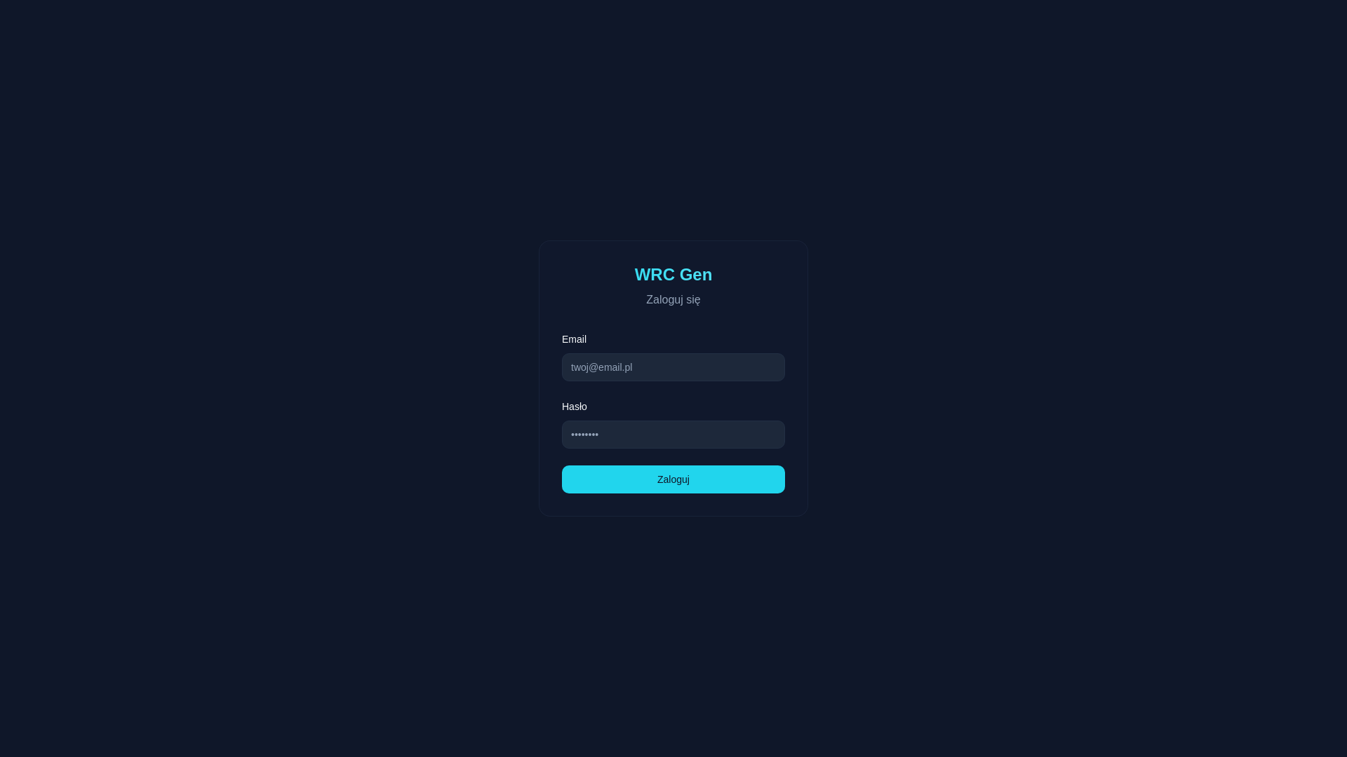 website screenshot of https://wrcgen-dashboard.pages.dev/