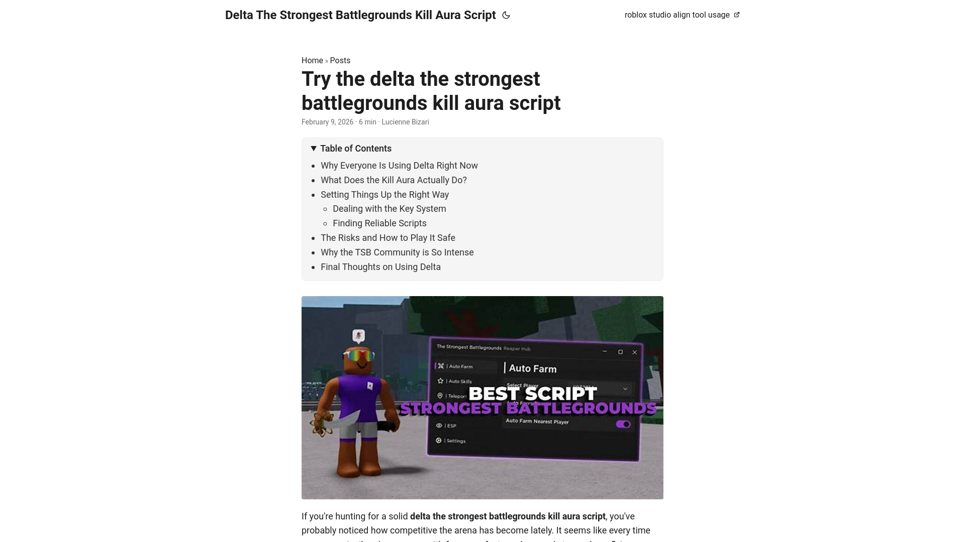 website screenshot of https://delta-the-strongest-battlegrounds-kill-aura-script.pages.dev/