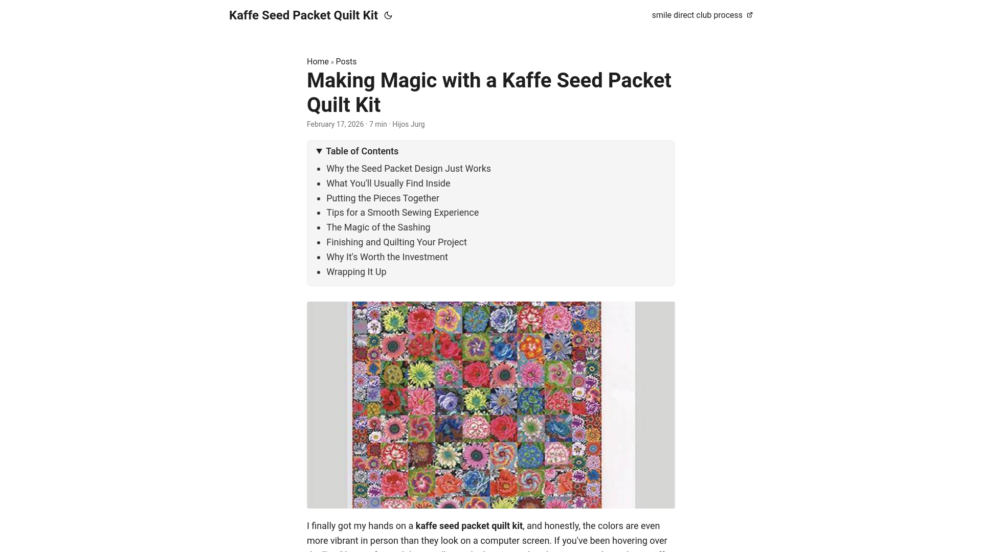website screenshot of https://kaffe-seed-packet-quilt-kit.pages.dev/