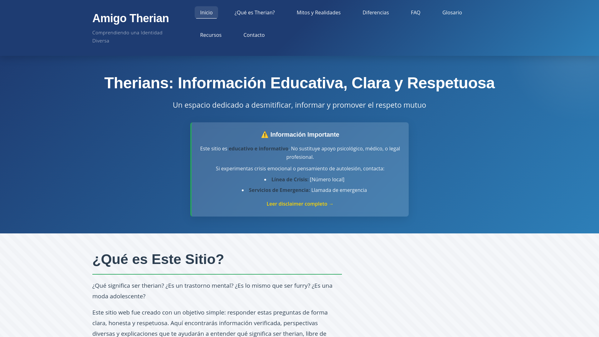 website screenshot of https://amigotherian.cl/