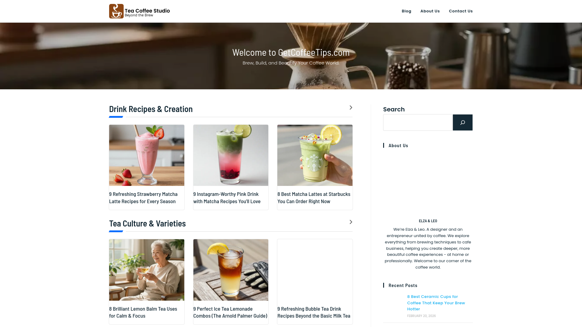 website screenshot of https://elzateacoffeestudio.com/