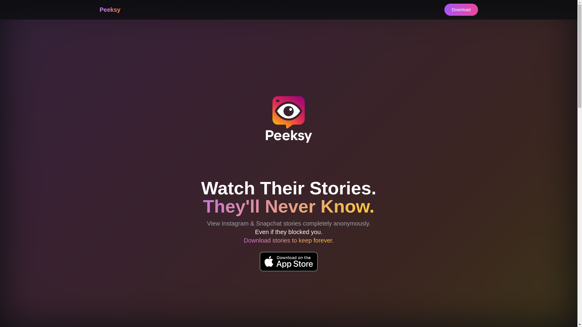 website screenshot of https://peeksy-website.pages.dev/