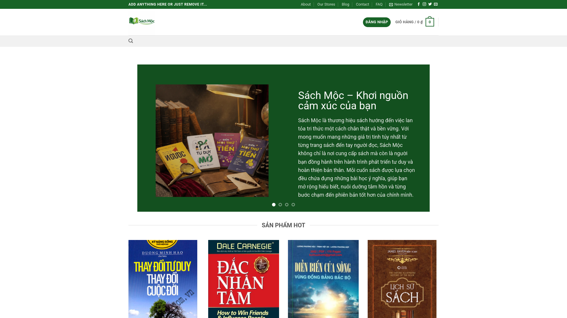 website screenshot of https://sachmoc.store/