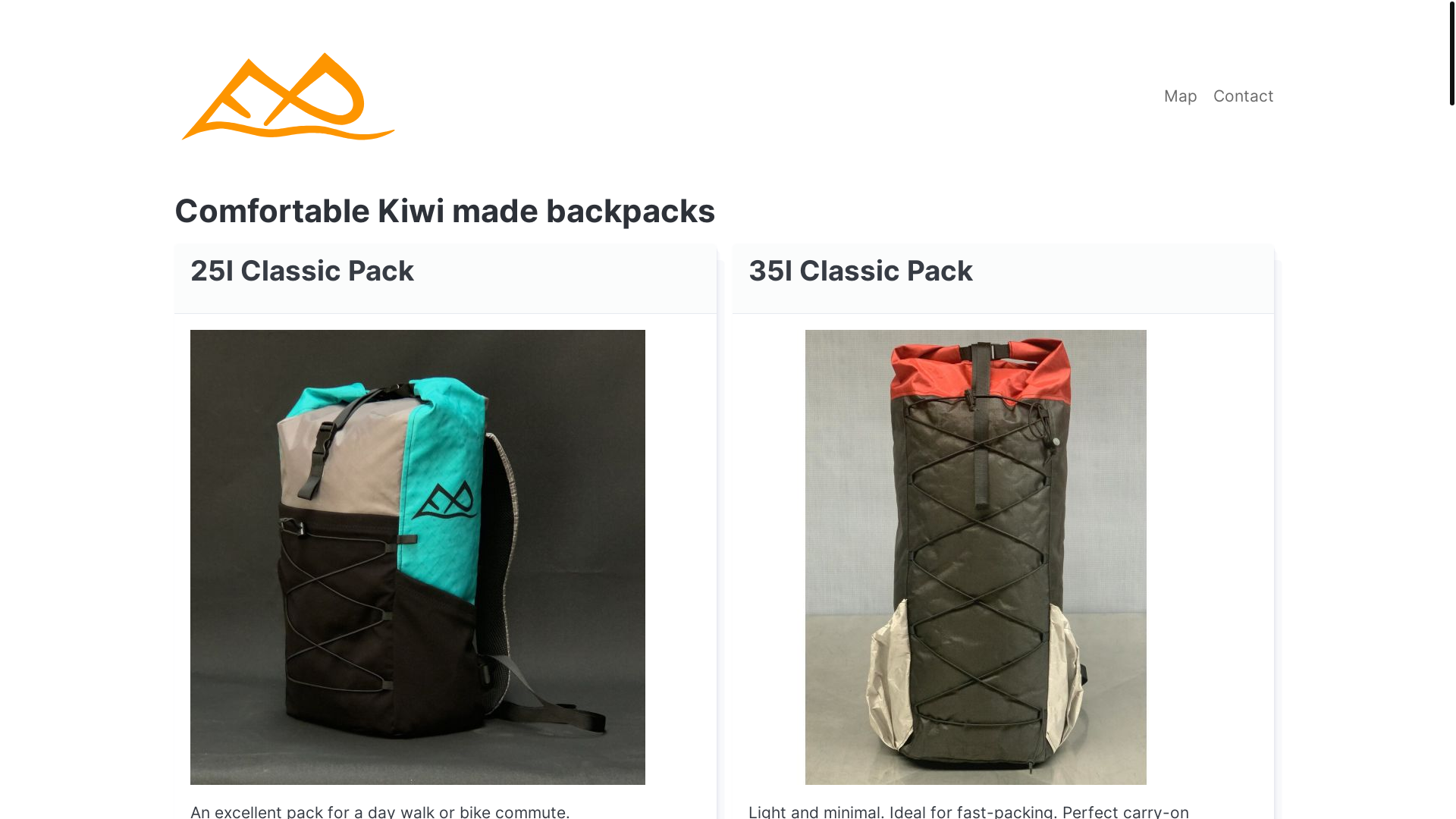 website screenshot of https://fiordlandpacks.pages.dev/