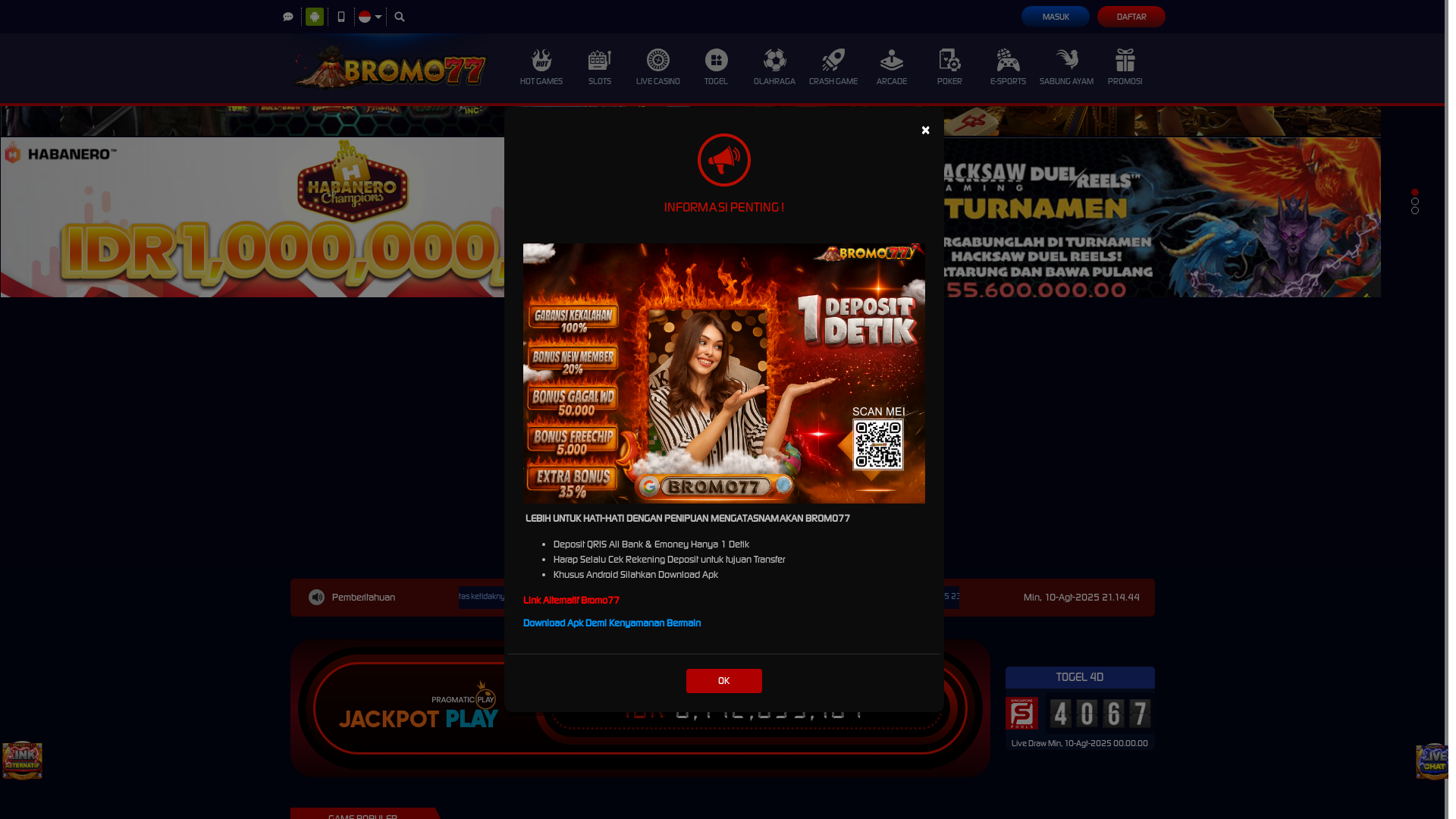 website screenshot of https://bromo77sport.site/