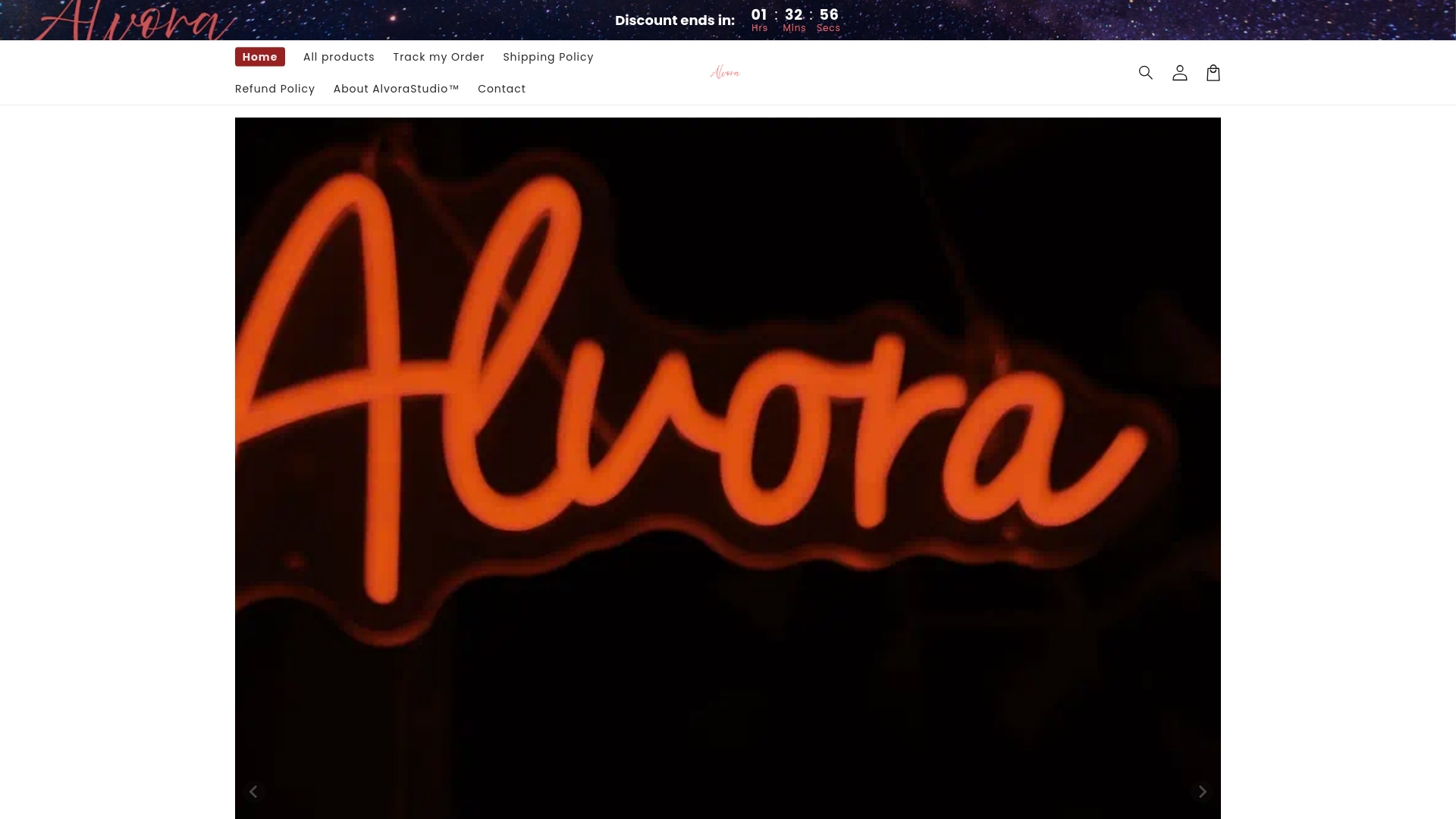 website screenshot of https://alvorastudios.com/