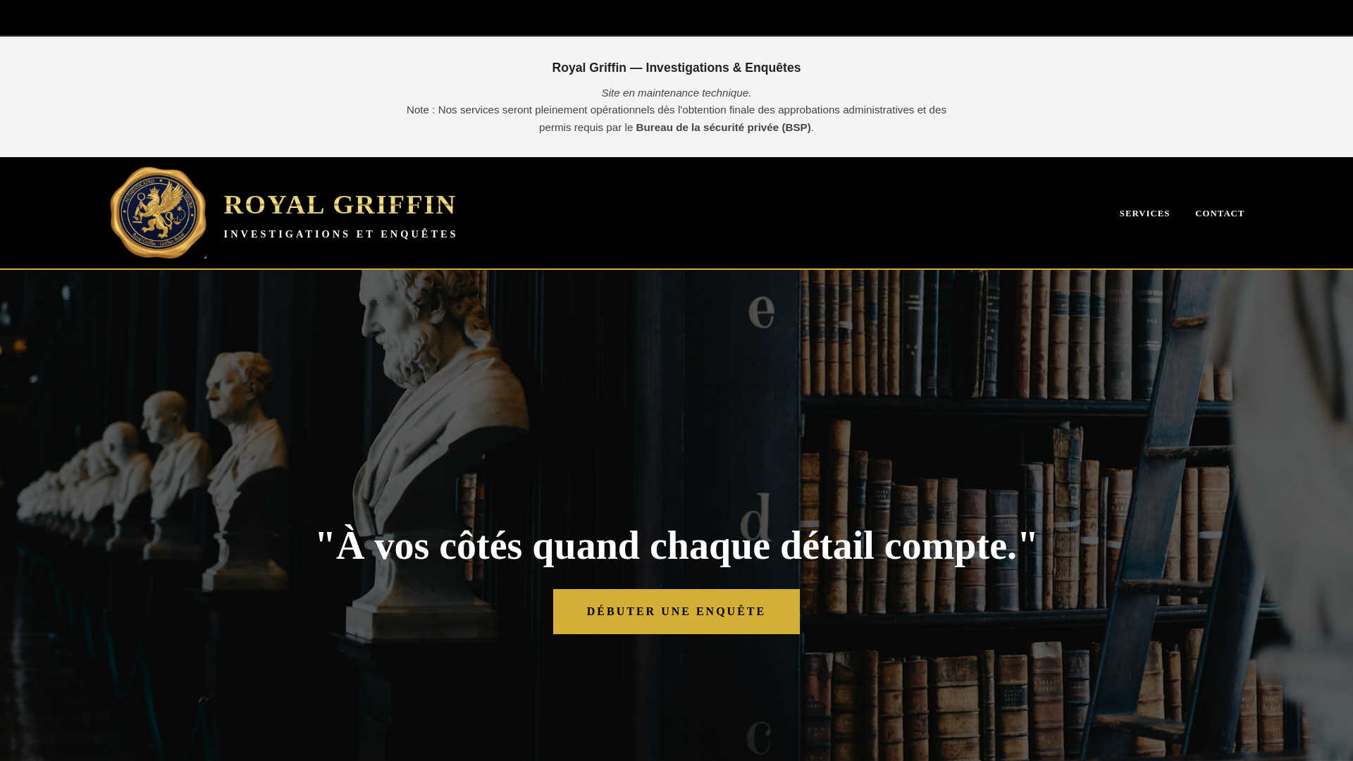 website screenshot of https://royalgriffin.ca/