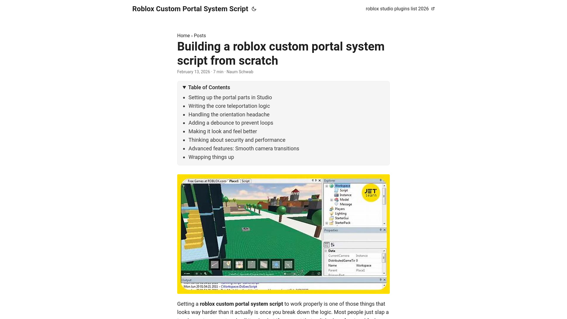 website screenshot of https://roblox-custom-portal-system-script.pages.dev/