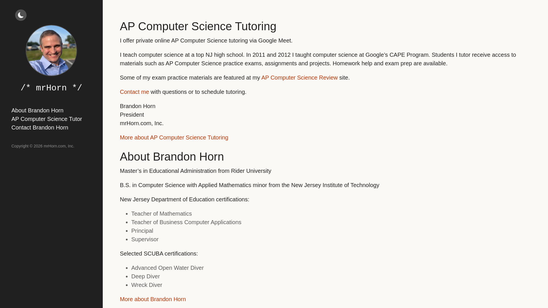 website screenshot of https://mrhorn.pages.dev/