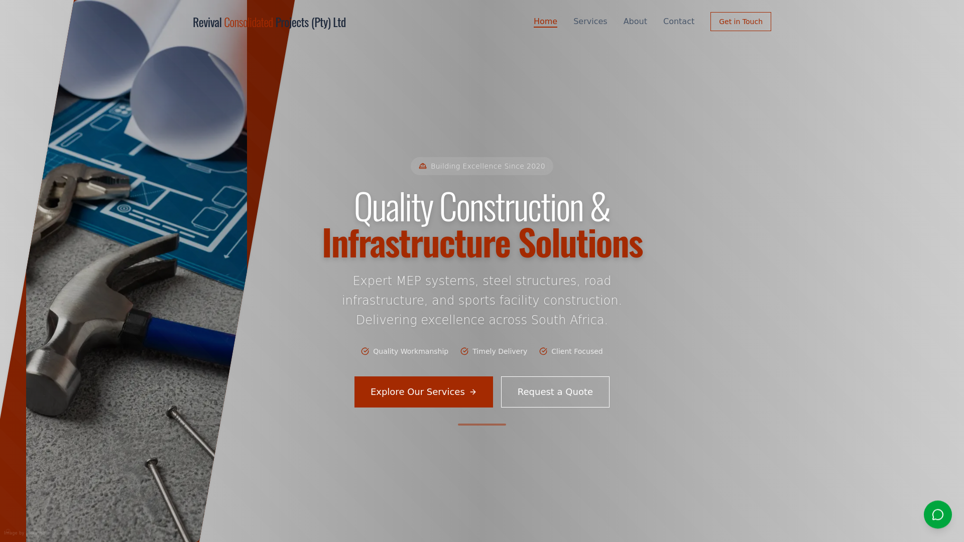 website screenshot of https://revivalconsolidatedprojects.co.za/