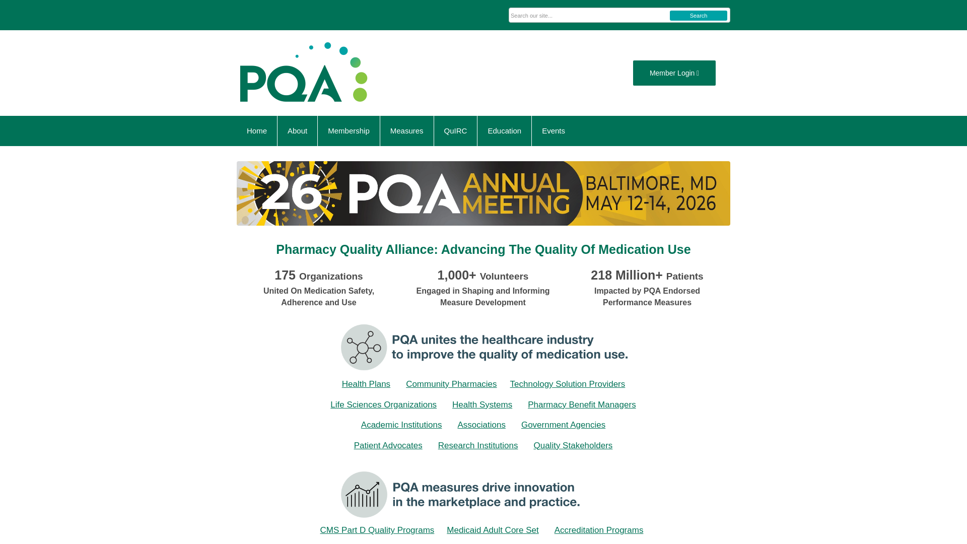 website screenshot of https://www.pqaalliance.org