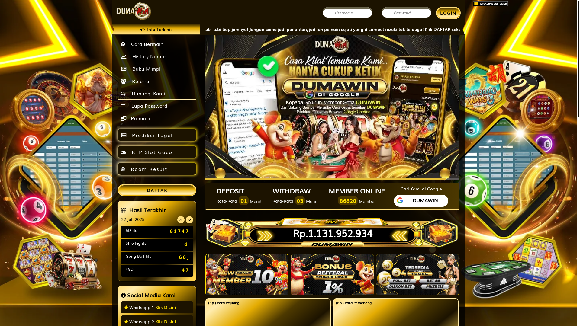 website screenshot of https://dumapasti.site/