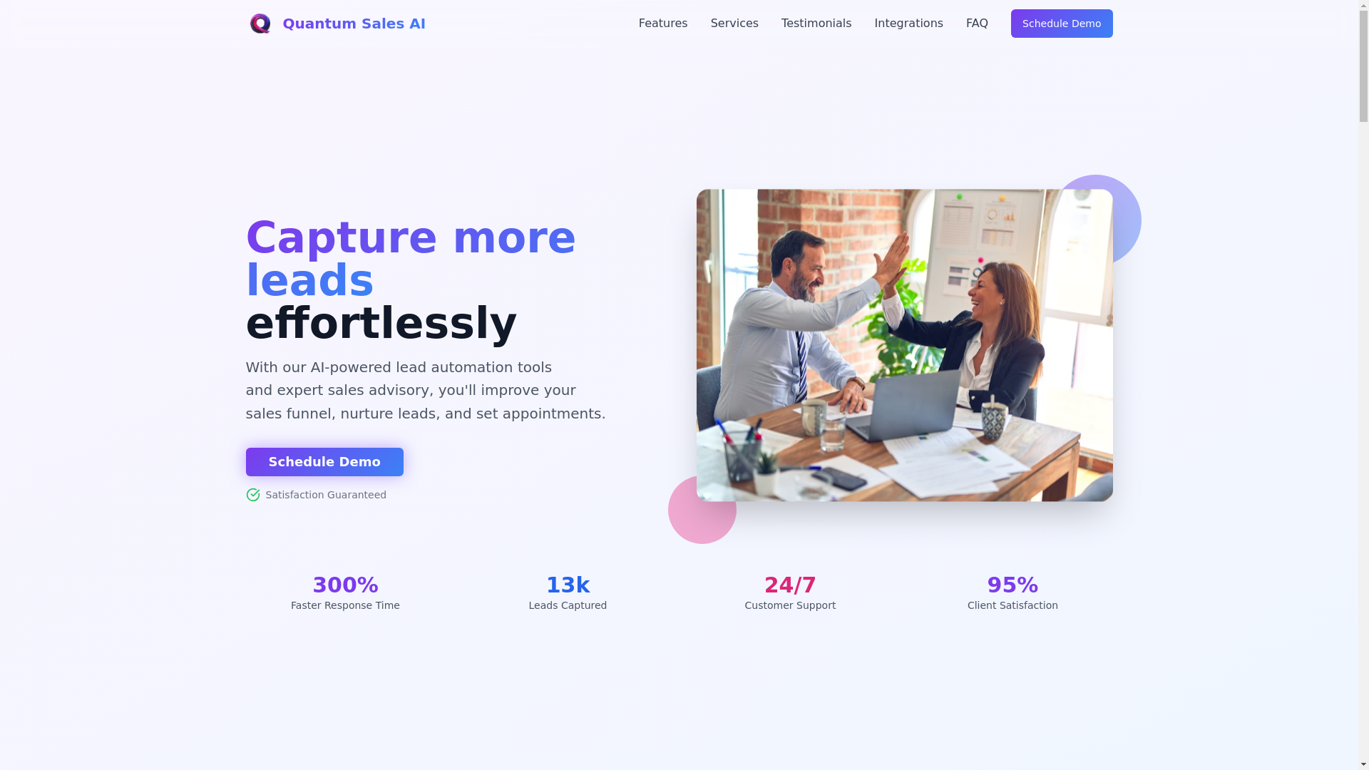 website screenshot of https://quantumsales.ai/