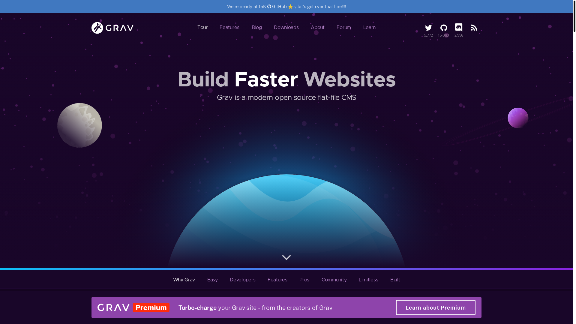website screenshot of https://getgrav.org/