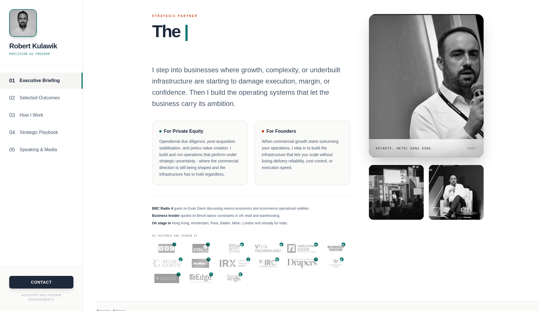 website screenshot of https://robertkulawik.co.uk