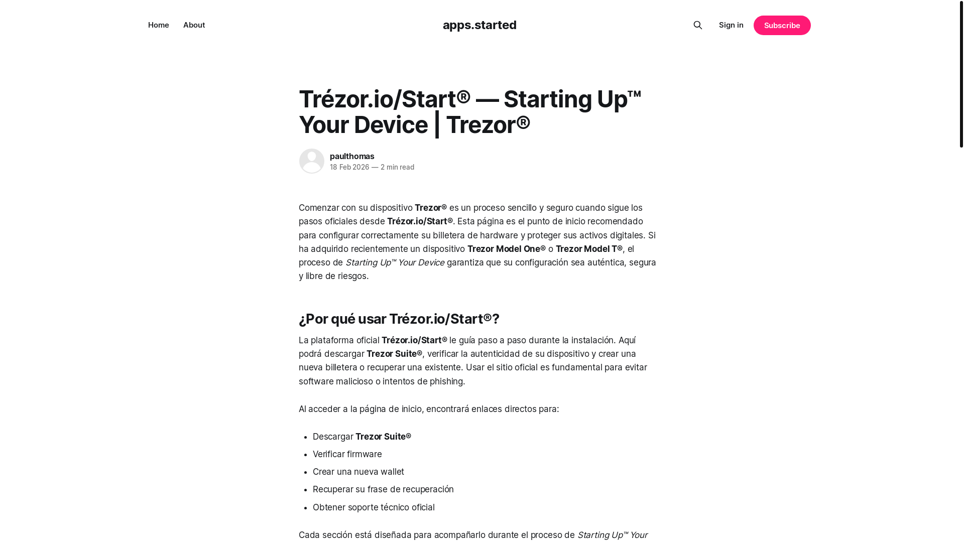 website screenshot of https://apps-started.ghost.io/en-us/