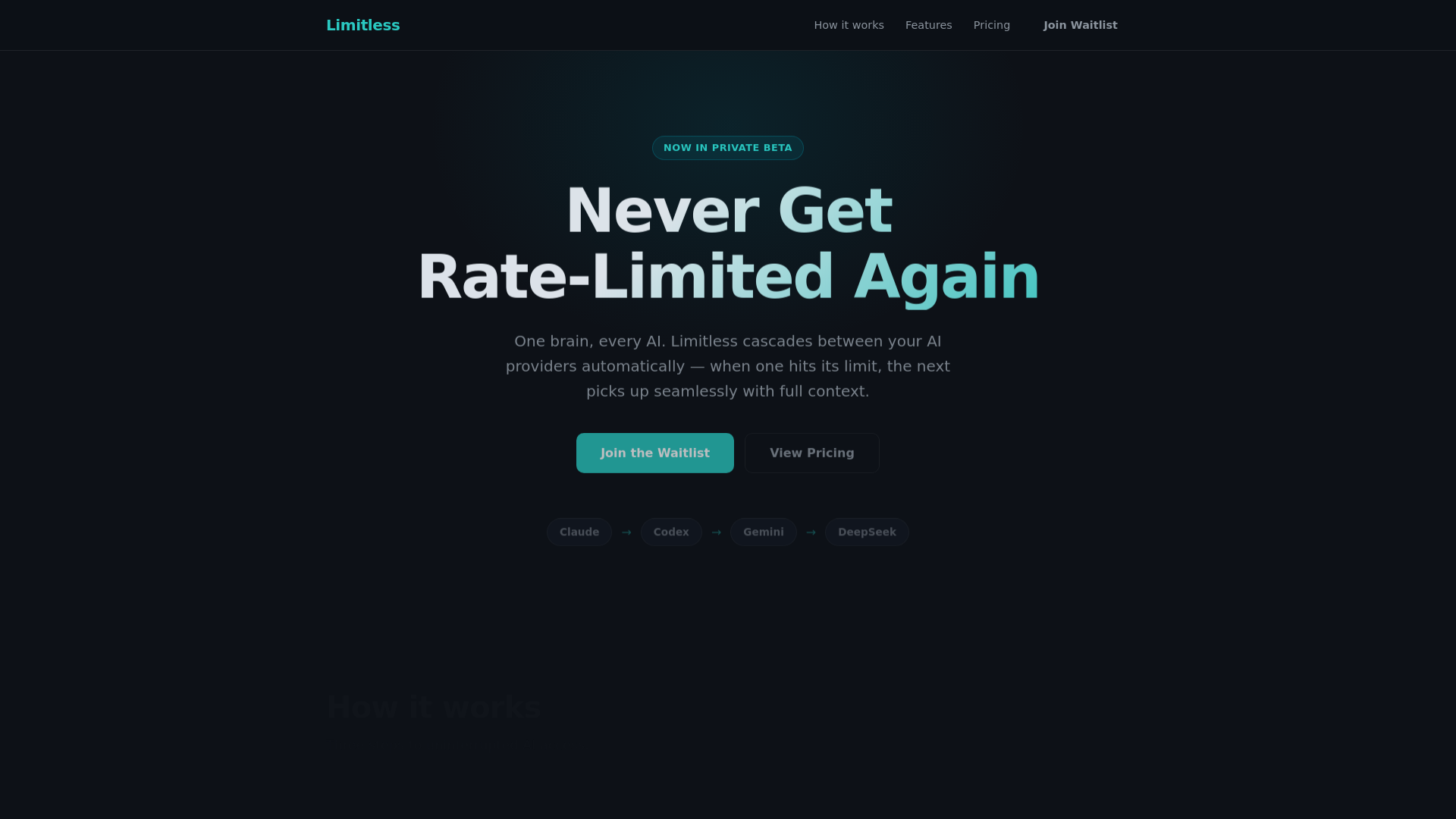 website screenshot of https://limitless-landing.pages.dev/