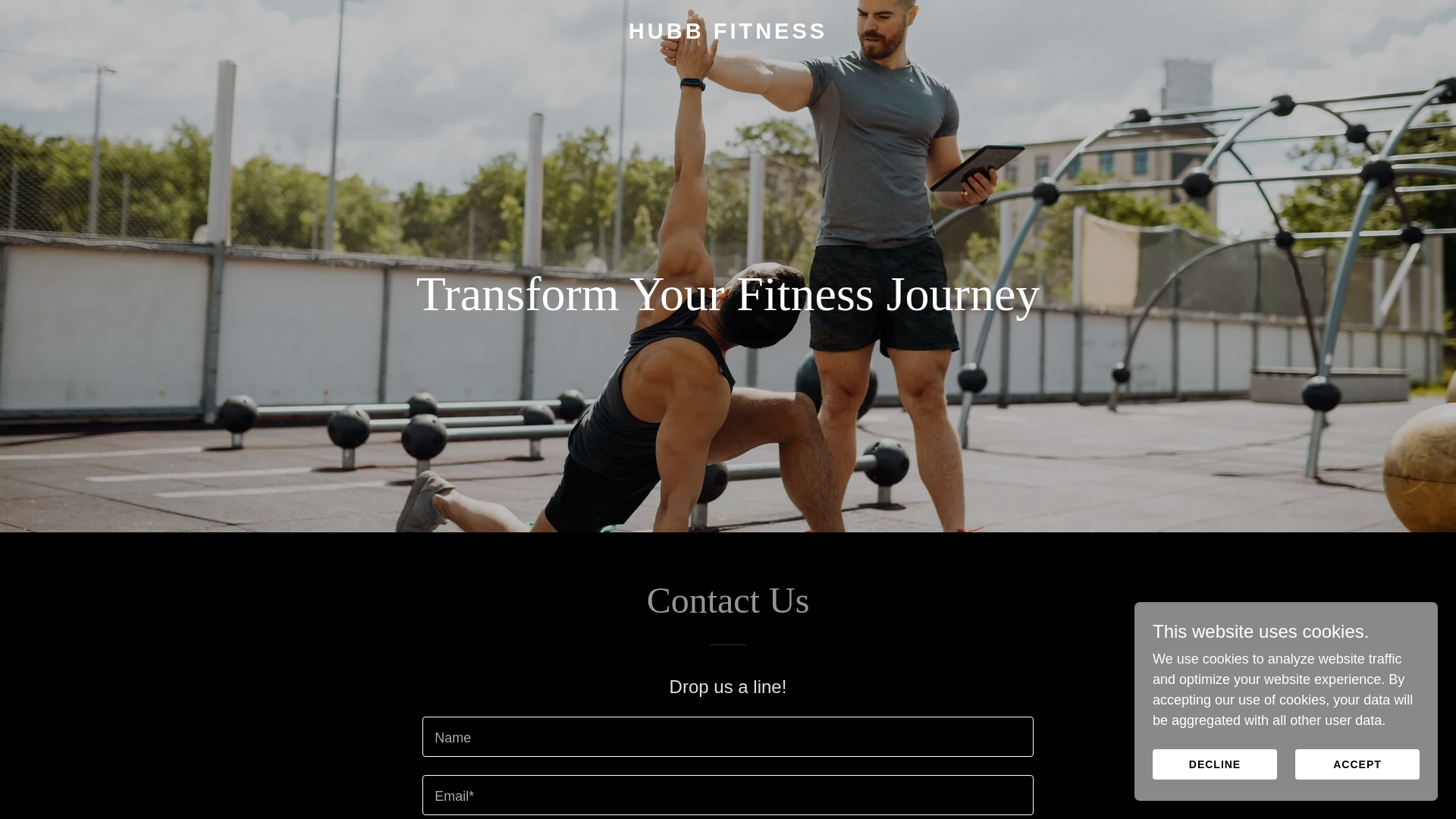 website screenshot of https://hubb-fitness.com