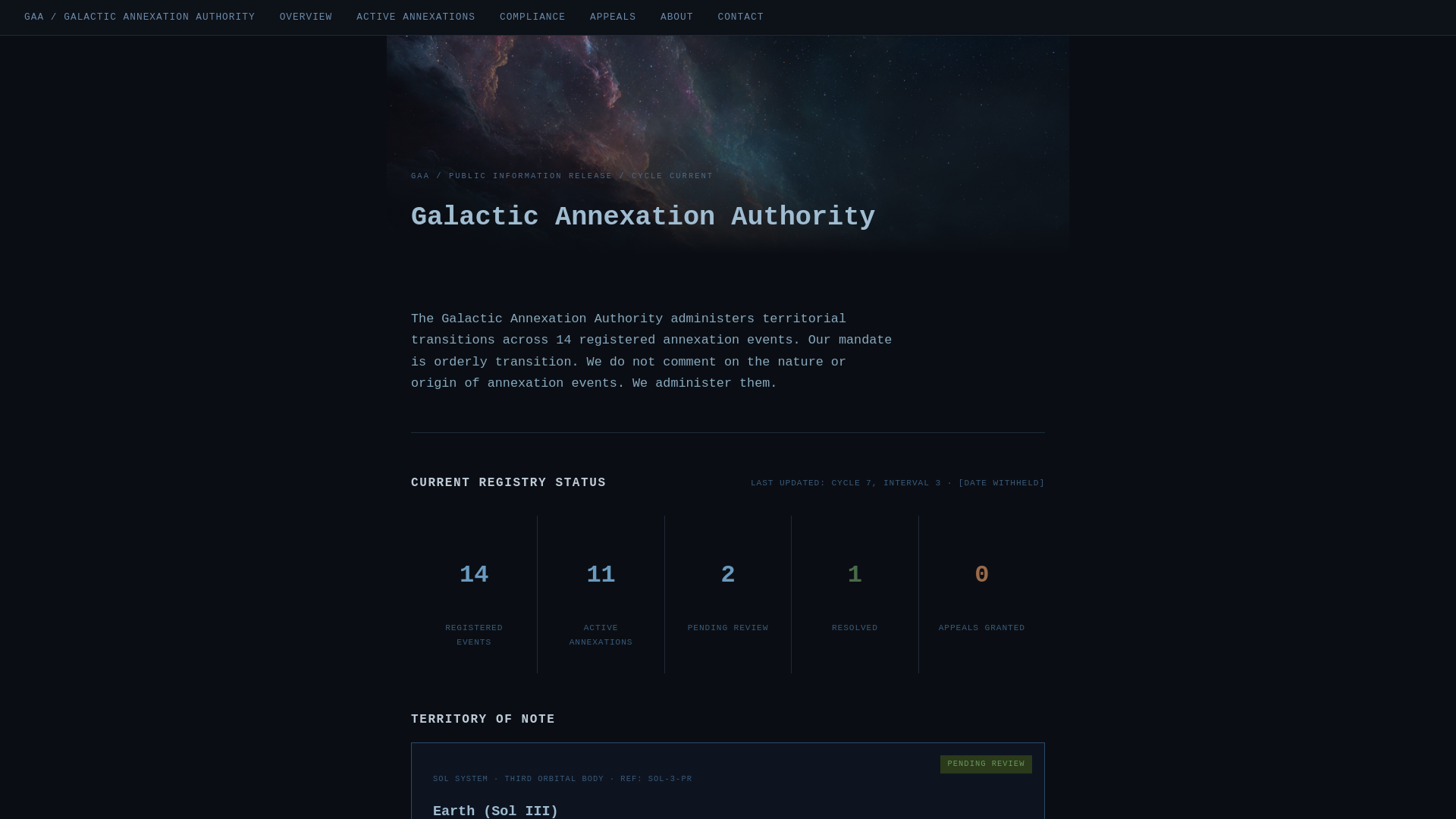 website screenshot of https://galacticannexation.pages.dev/