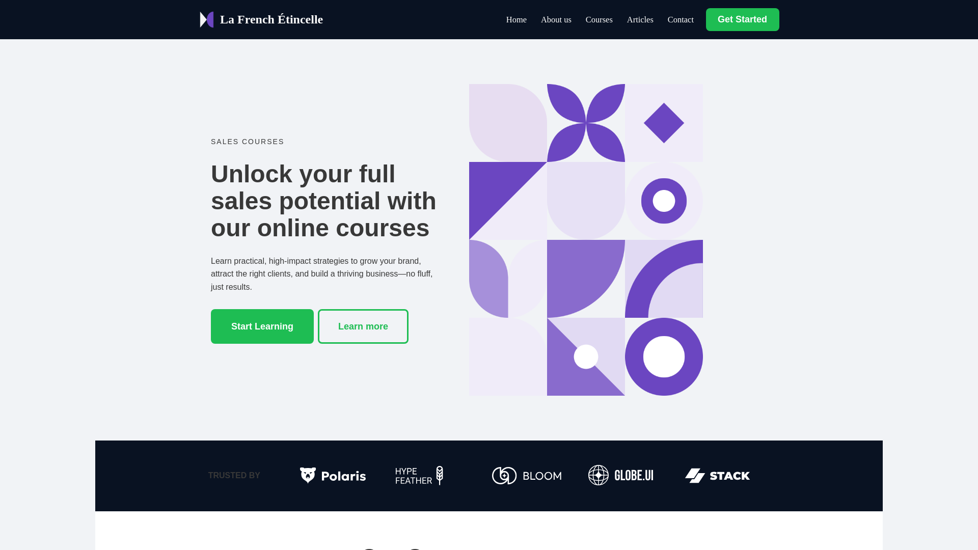 website screenshot of https://lafrenchetincelle.com