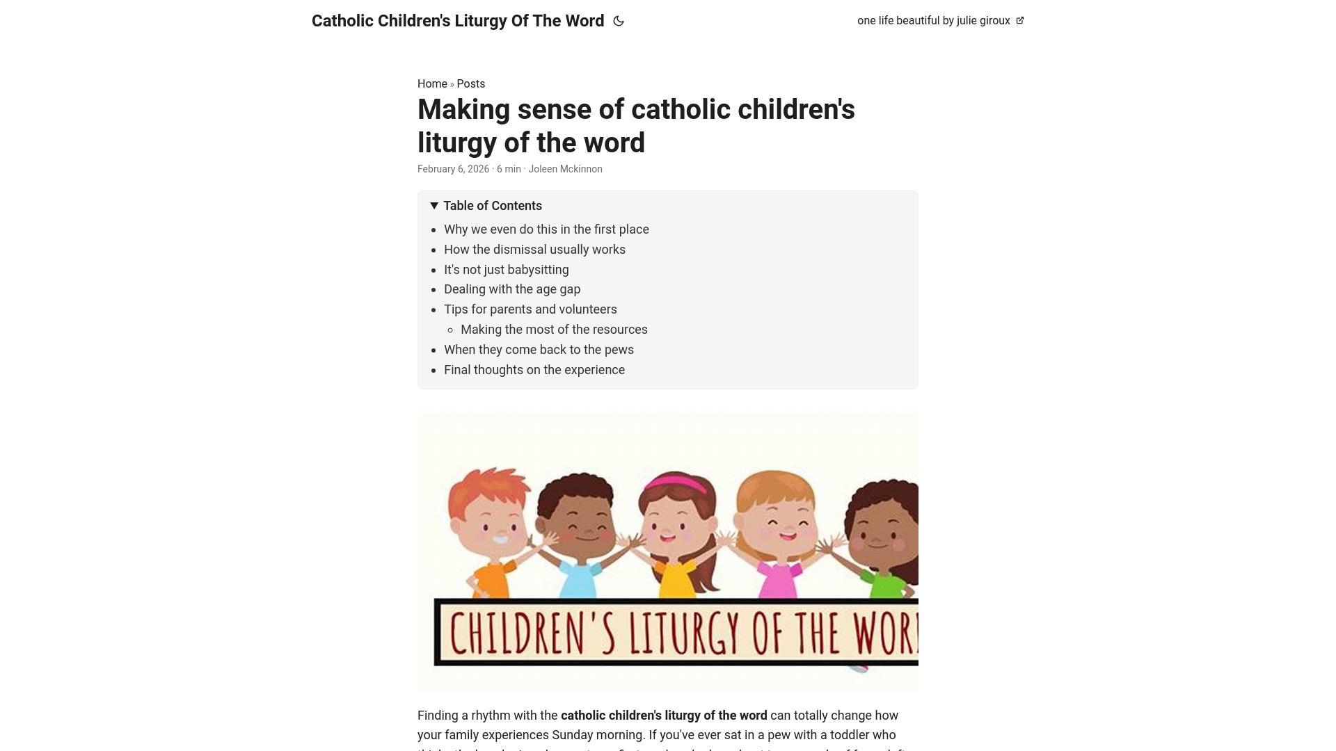 website screenshot of https://catholic-childrens-liturgy-of-the-word.pages.dev/