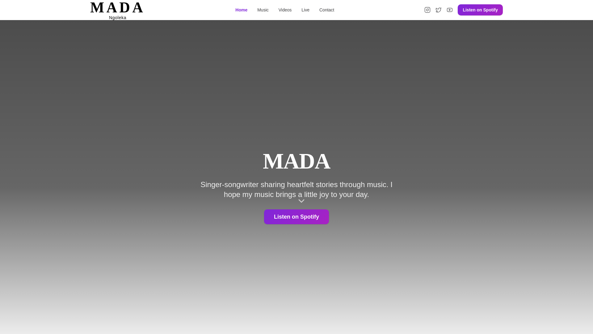 website screenshot of https://madathesinger.com/