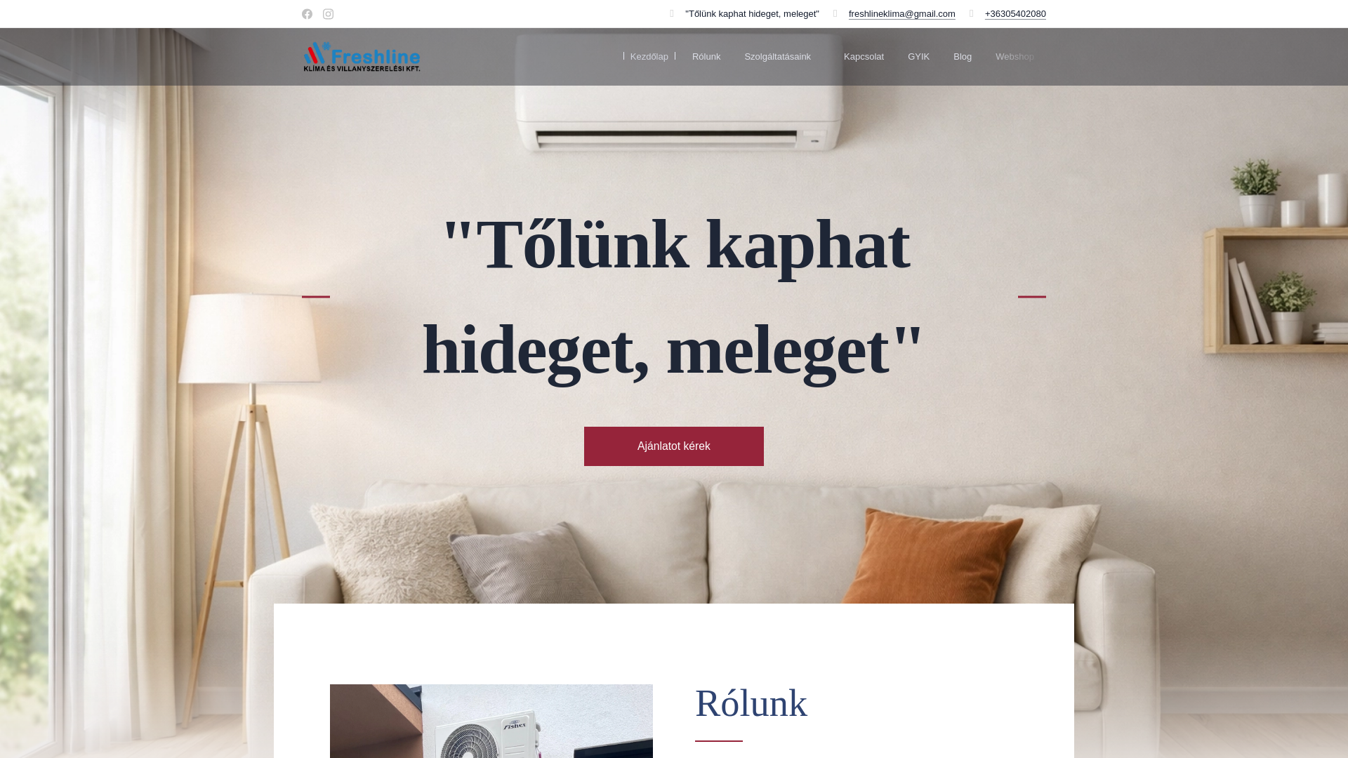 website screenshot of https://freshlinekft.hu/
