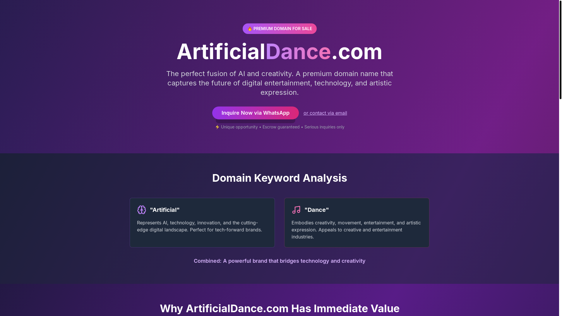 website screenshot of https://artificialdance.com/