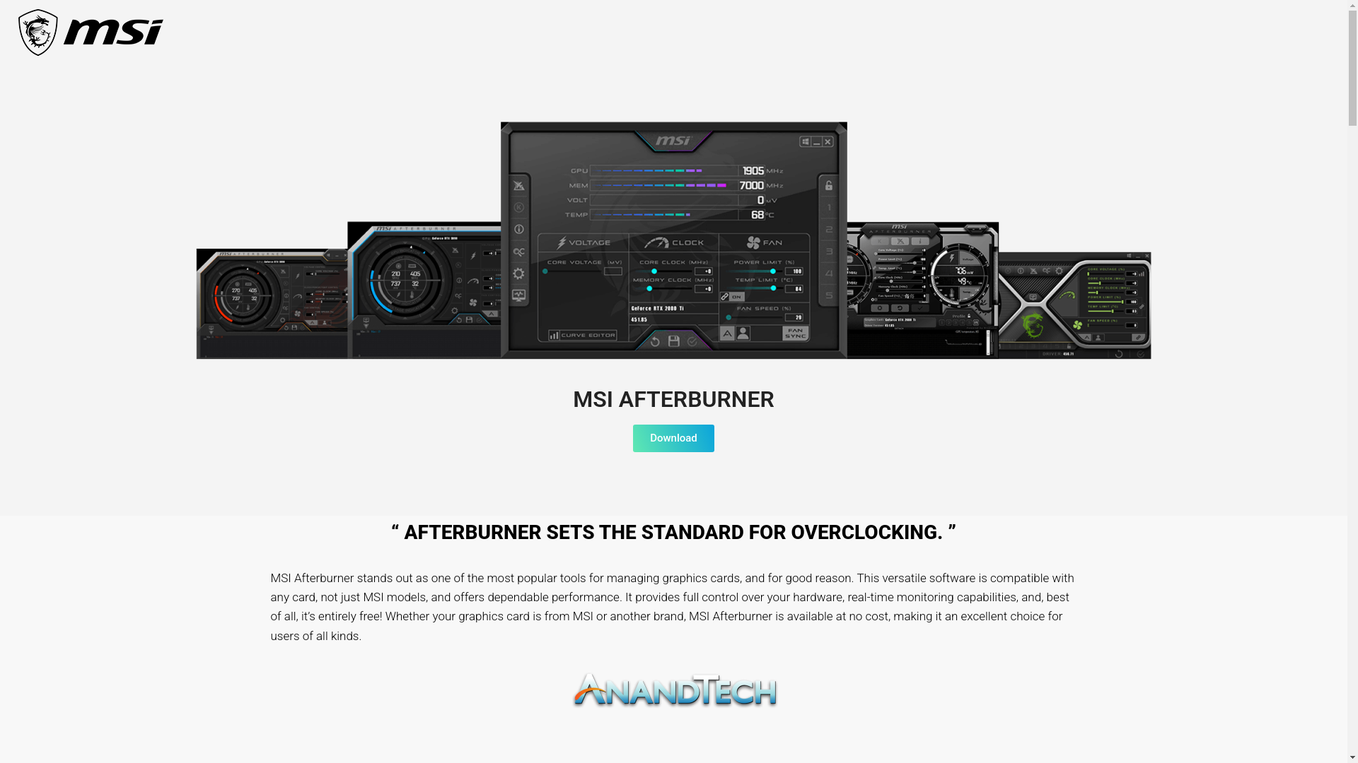 website screenshot of https://v2-msi-afterburner.com/