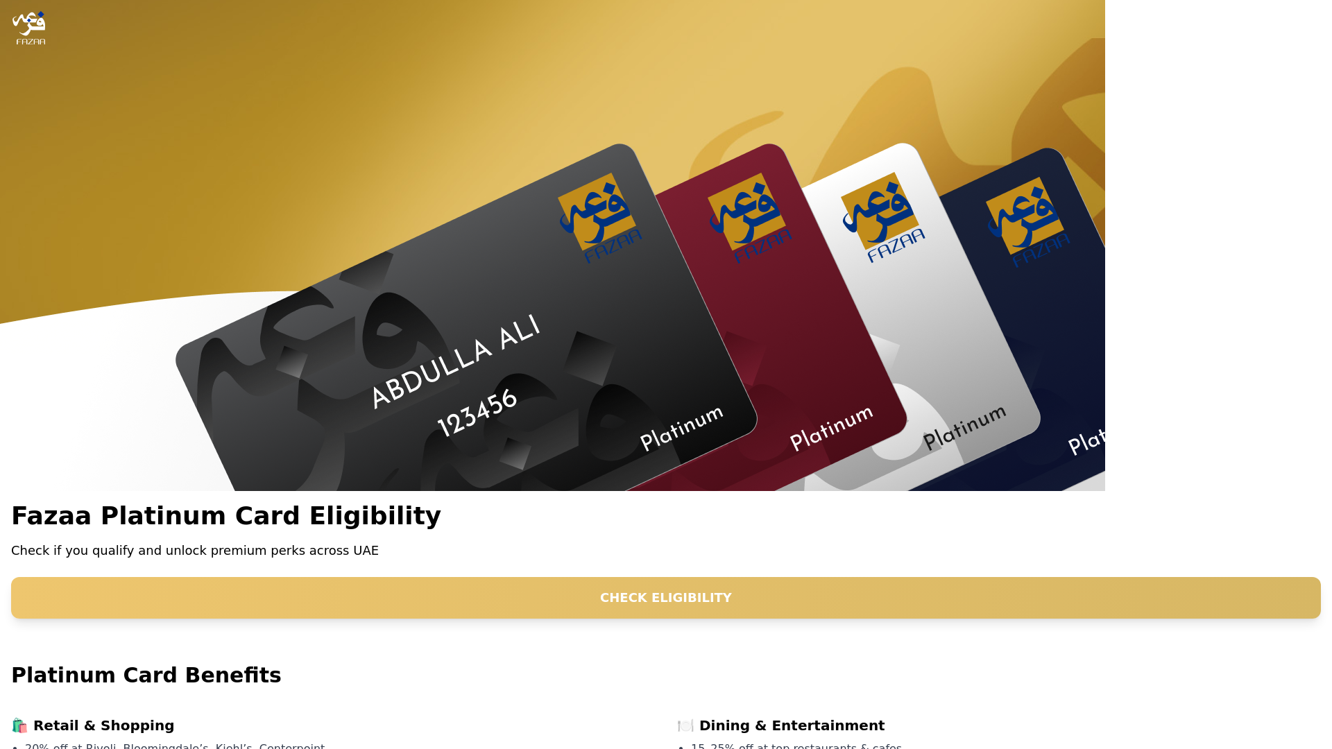 website screenshot of https://fazza-card-ae.com/