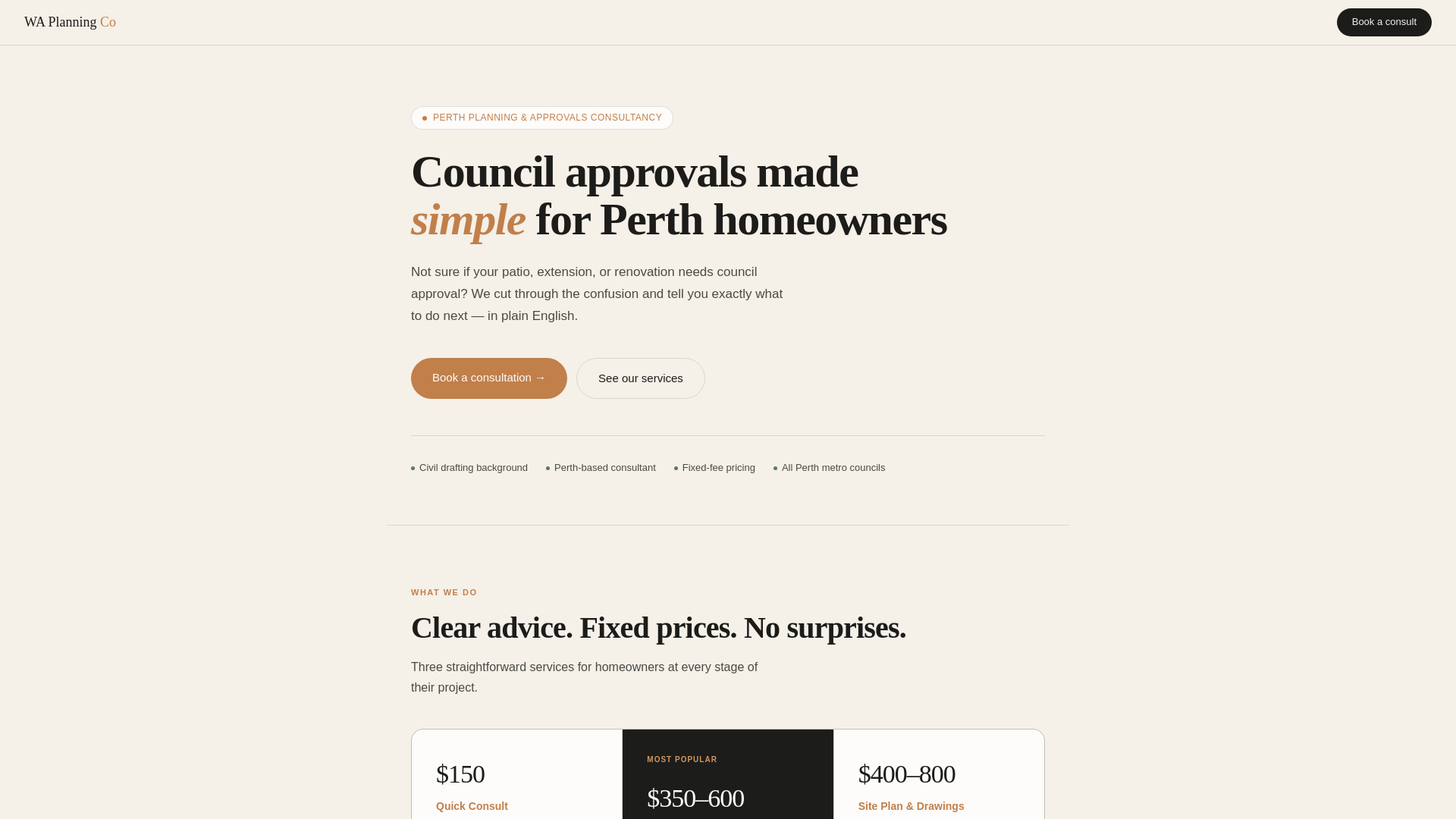 website screenshot of https://waplanningco.com/