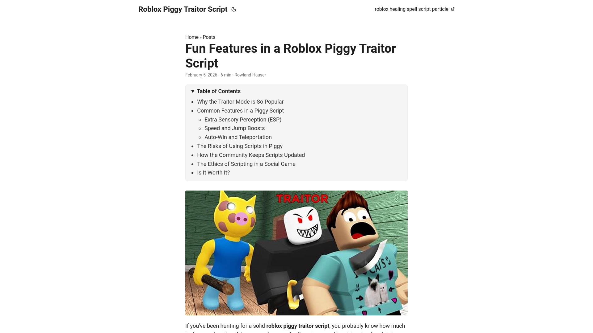 website screenshot of https://roblox-piggy-traitor-script.pages.dev/