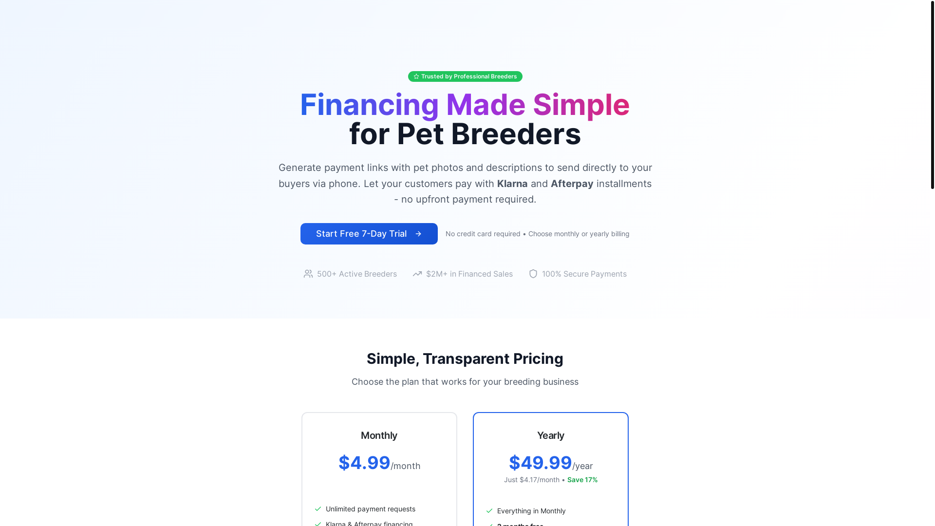 website screenshot of https://petfinnaceeasy.com/