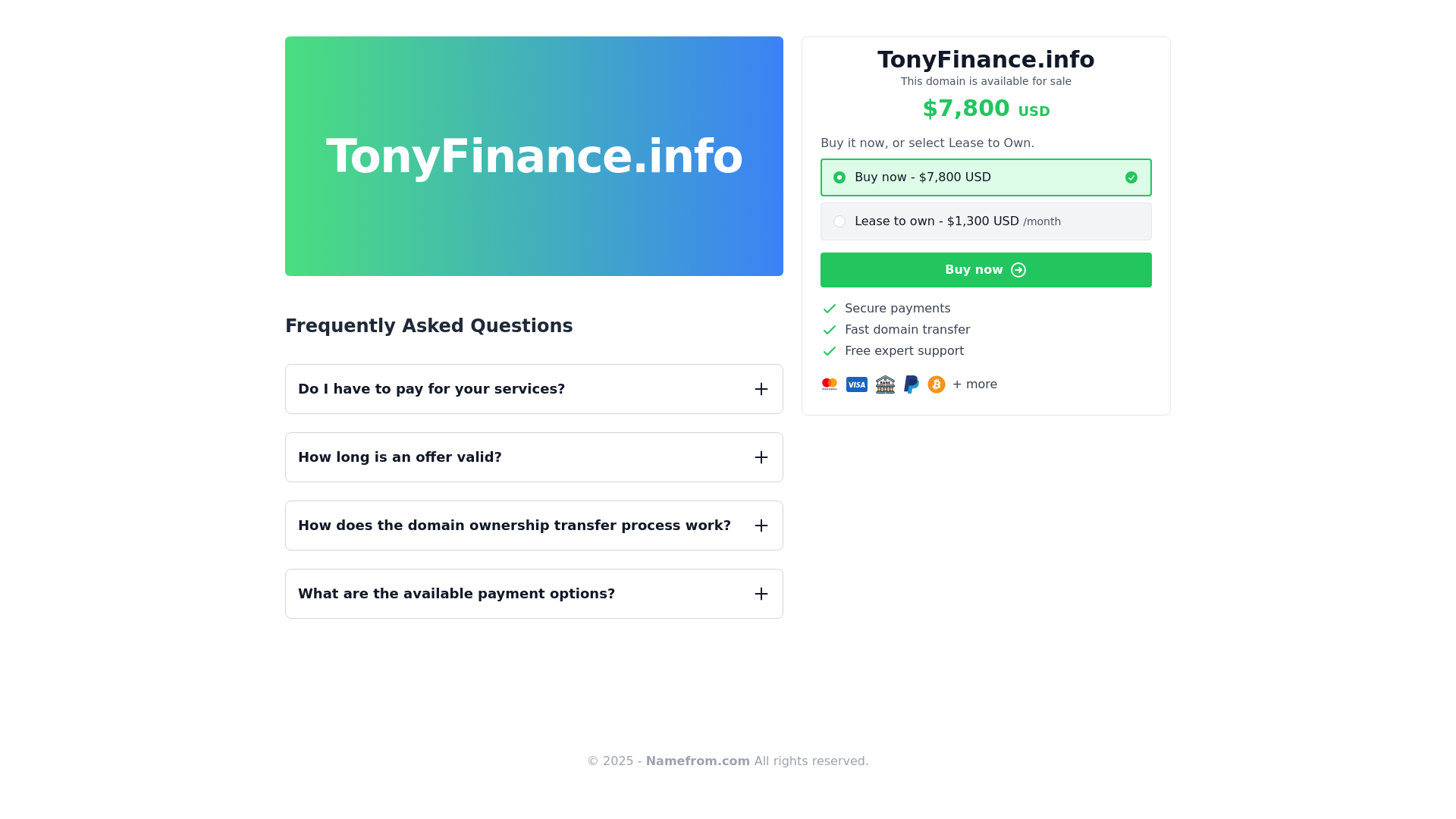website screenshot of https://tonyfinance.info/