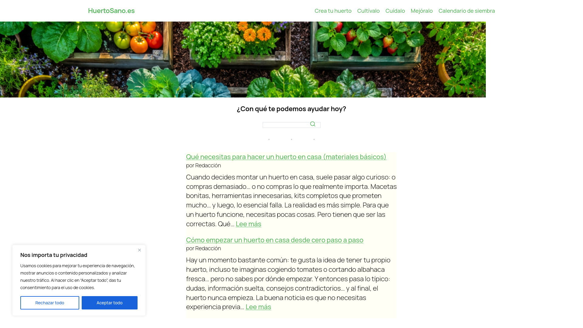 website screenshot of https://huertosano.es/