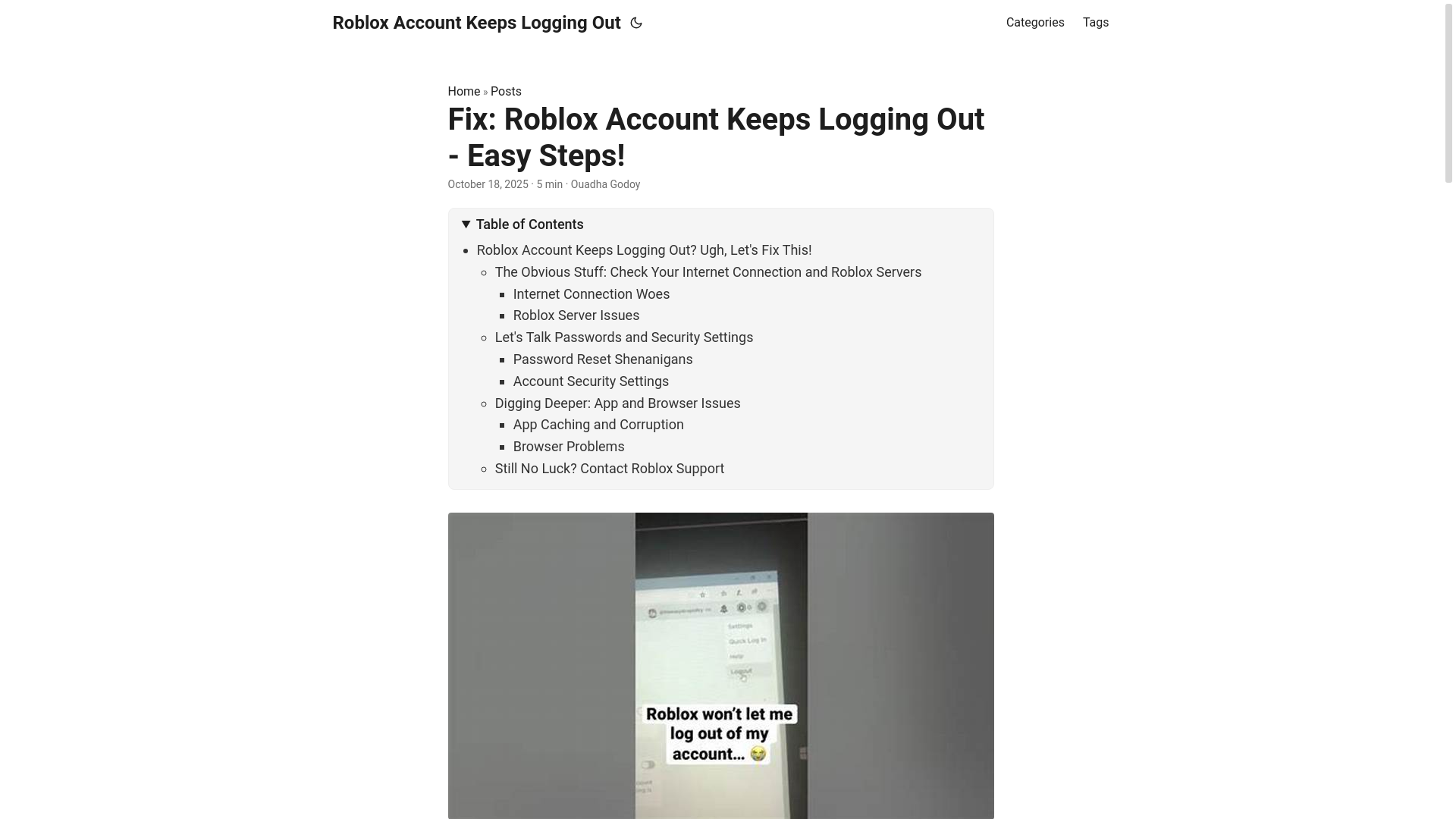 website screenshot of https://roblox-account-keeps-logging-out.pages.dev/